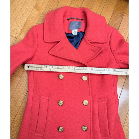 J.Crew Stadium Cloth Nello Gori Wool Peacoat Gold Crest Buttons Size 2 49360 - Picture 5 of 10
